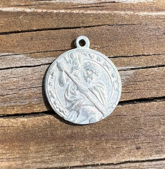 1930s Saint Christopher Safe Travel Medal Pendant… - image 2