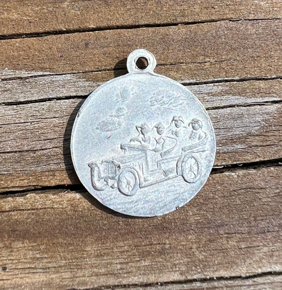 1930s Saint Christopher Safe Travel Medal Pendant… - image 1