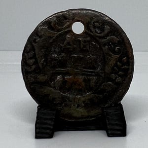 1737 Holed Russian Empire Denga Coin, Anna I - Original & Authentic Historic Currency.
