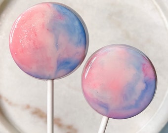 Cotton Candy Lollipops- Gender Reveal/Party Favours/Birthday Favours/Lollipop Favours/Wedding Favours/Shower Favours, Set of 12