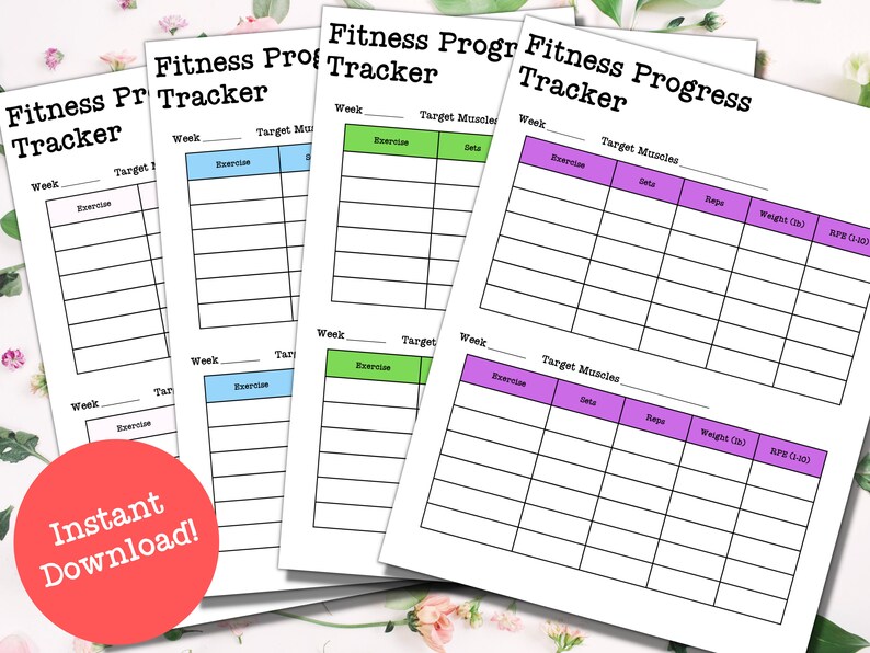 Fitness Progress Tracker Printable Daily Workout Log Gym Etsy