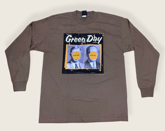 Vtg 90s Green Day Embroidered T-shirt Black XL Giant Tag Pop