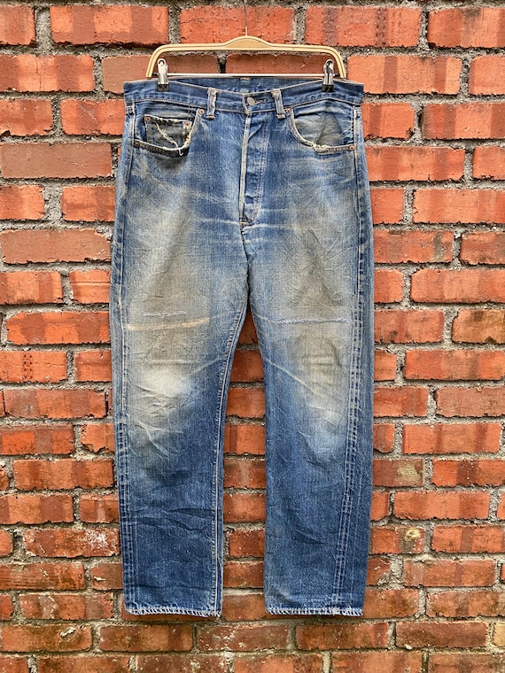 W35x32 Vintage 60s Levi's 501 Repaired Redline Denime True Vintage
