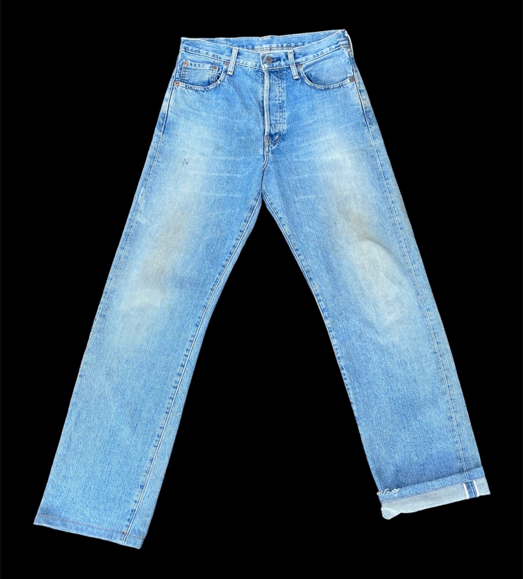 Size 30 Vintage Levi's 702 Redline Big E Distressed Faded Denime