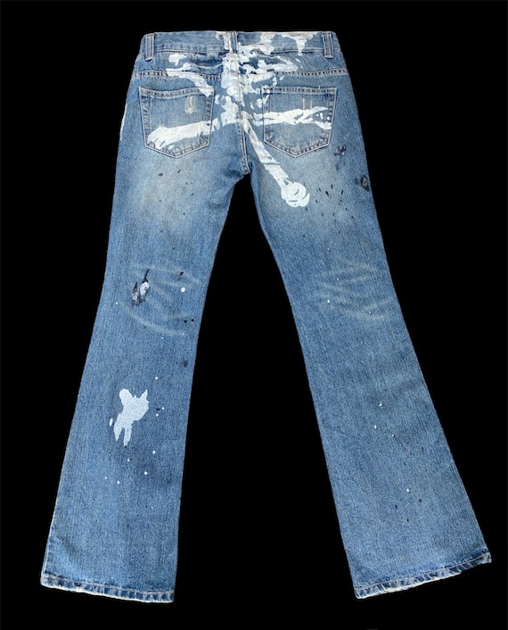 Kui Flare Jeans, Boot Cut, Size 33, Paint Splatter Design - Etsy