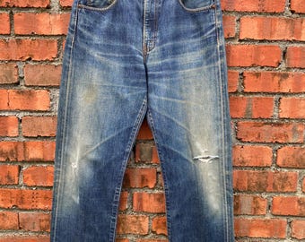 Vtg 80s Levi's 70501 01 Dark Blue Denim Cinch Back Type I Jacket