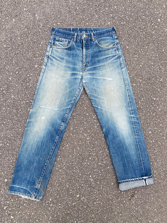 Size 32x29.5 Vintage Levi's 502XX Redline Distressed Denime