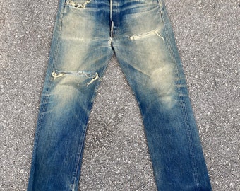 Größe 34 x 32,5 Vintage levi's 501 Redline Distressed Denim