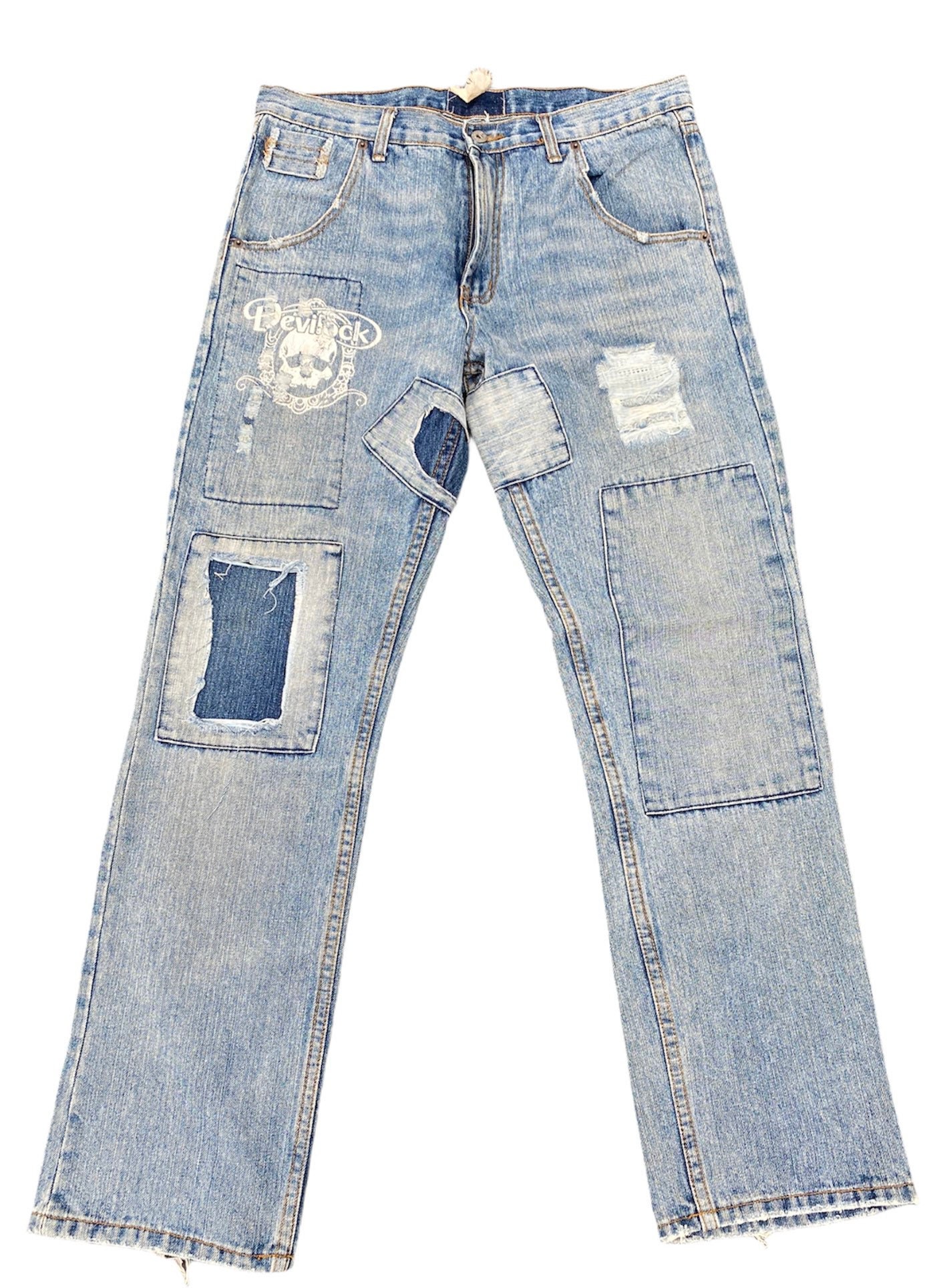 Devilock Patchwork Jeans Japanese Brand Distressed Jeans - Etsy