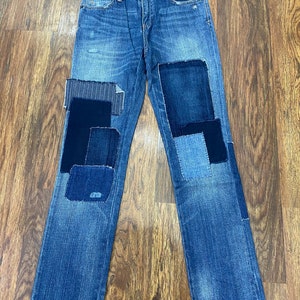 rare polo ralph lauren distressed jeans patched jeans