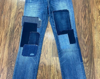 rare polo ralph lauren distressed jeans patched jeans