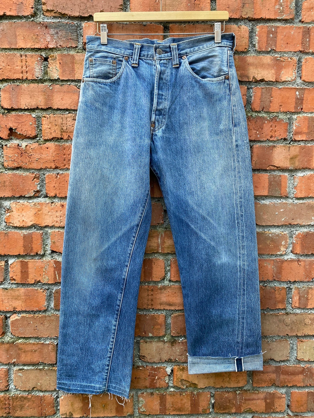 Size 32x28.5 Vintage Levi's 201xx Redline Big E LVC Denime - Etsy