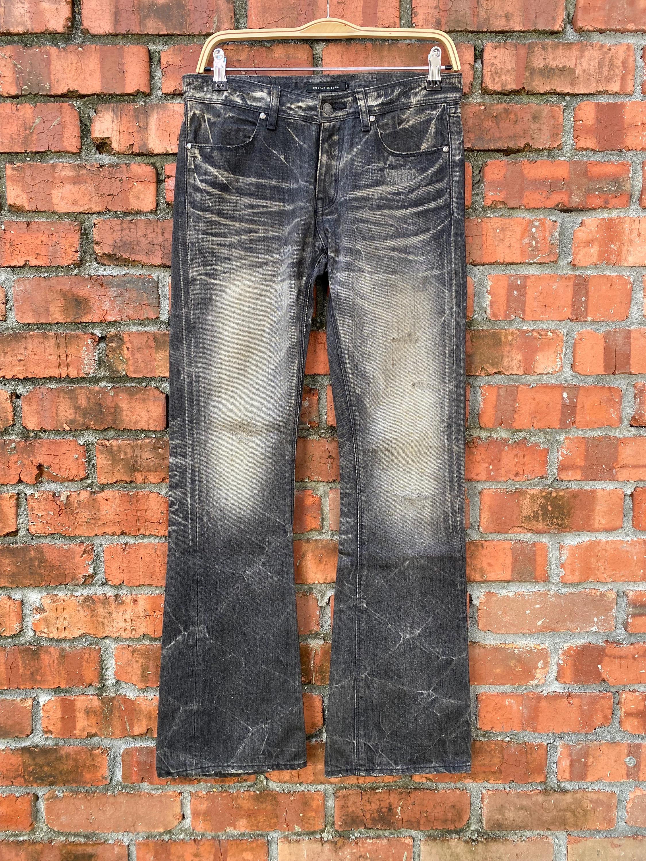 パンツ \"GOSTAR DE FUGA\" Damage Zip Denim Size 31x32 Vintage Gostar De Fuga Japan Faded Flared Bootcut