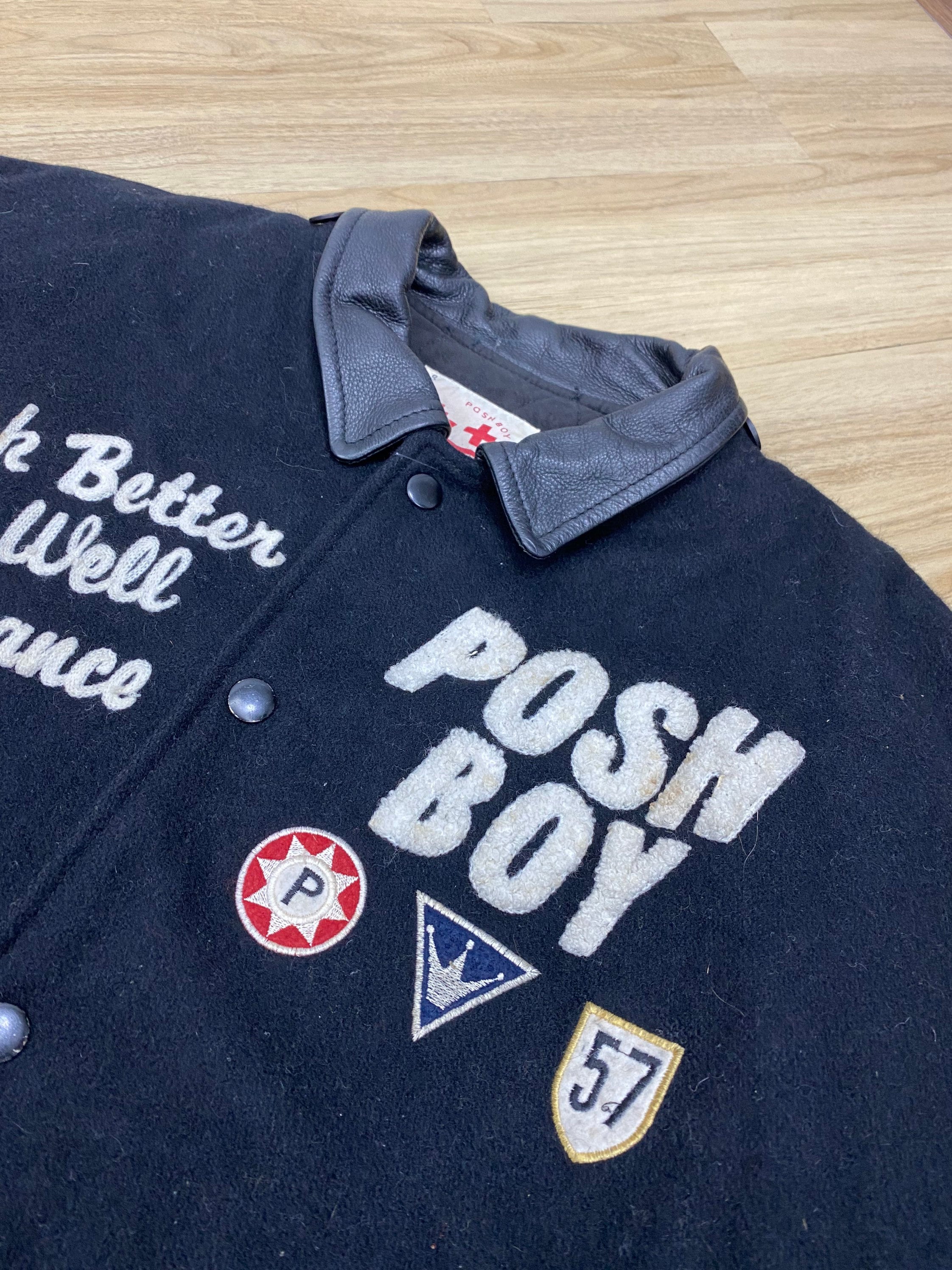 ジャケット・アウター 80s poshboy versity jacket Posh Boy Leather-Switched Blouson Stadium Varsity Jacket