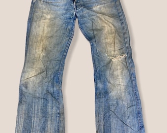size 31 diesel dirty distressed jeans made in italy flare jeans