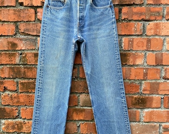 Vintage 1990s LEVIS 501 Preshrunk USA Made Dark Denim Jeans 33 X