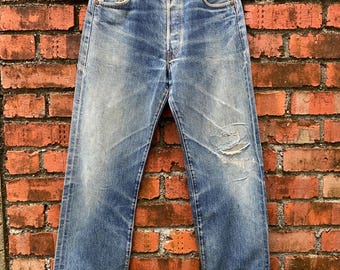 Vintage 90s Levi's 501 Big E Selvedge Distressed Denim Jeans