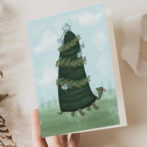 Tarjeta navideña de ratones y tortugas / 1, 5, 10 o 20 tarjetas / Dibujada a mano