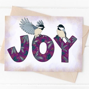 Tarjeta navideña de Chickadee / Navidad / Hanukkah / 1, 5, 10 o 20 tarjetas / Dibujado a mano