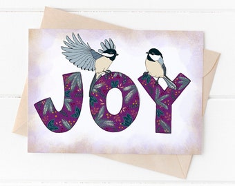 Chickadee Holiday Card | Christmas | Hanukkah | 1, 5, 10 or 20 cards | Hand drawn