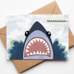 Great White Shark Birthday Card | Illustrated | Hand drawn | Cute | Funny