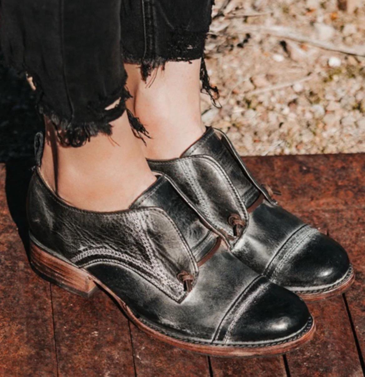 Freebird By Steven Women Mabel Distressed Gray Leather Oxford Shoes Sz 8 24,5cm