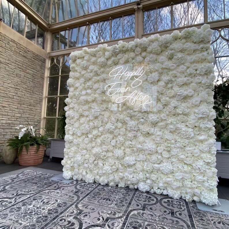 Flower Wall Lush White rental Only Event Backdrop Free Etsy