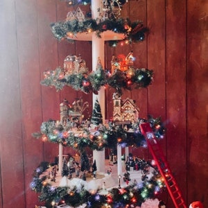 Christmas Village Display Tree with Shelves Can be used for any occasion! Parties,wedding, baby showers etc. Display cupcakes, favorites etc