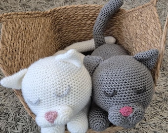 PATTERN ONLY Sleeping Cat Crochet Amigurumi Plush Doll