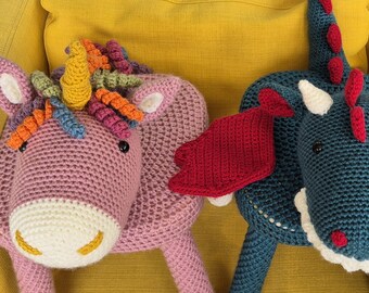 PATTERN ONLY Unicorn and Dragon Crochet Chair Cover patterns amigurumi