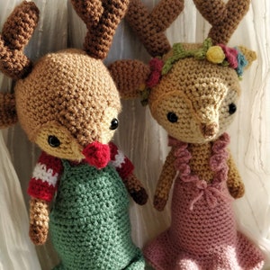 PATTERN ONLY Renata et Rudolph Reindeer Doll Crochet Amigurumi Christmas