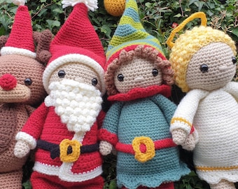 PATTERN ONLY crochet amigurumi christmas dolls angel elf rudolph santa claus