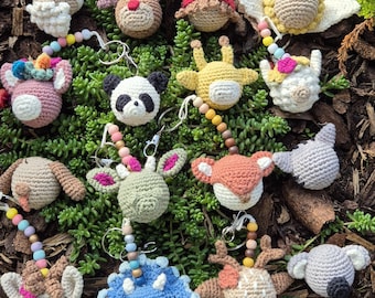 Crochet Amigurumi Keychain Figure Angel Cat Dog Dragon Elf Fox Giraffe Horse Koala Llama Panda Reindeer Santa Triceratops Unicorn Christmas