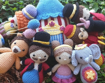 PATTERN ONLY Circus Set Ballerina Clown Elephant Lion Tamer Magician Monkey Tent crochet amigurumi