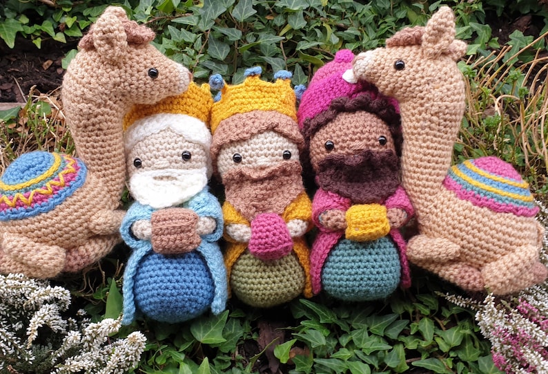 PATTERN ONLY crochet amigurumi Nativity Scene Christmas Dolls Melchior Balthasar Balthazar Gaspar Camel 3 magic kings Three Magi image 1