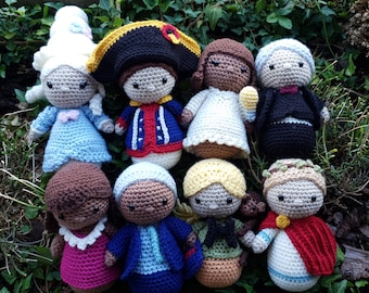 PATTERN ONLY Iconic people Amigurumi crochet Antoinette Napoleon Bonaparte Aretha Franklin Thomas Edison Obama Jane Goodall Julius Caesar