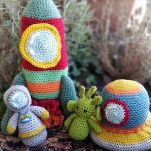 PATTERN ONLY Space Collection crochet Astronaut Alien Spaceship Rocket amigurumi set