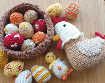 PATTERN ONLY Easter Chicken Set Collection Chick Easter Eggs Nest amigurumi crochet set