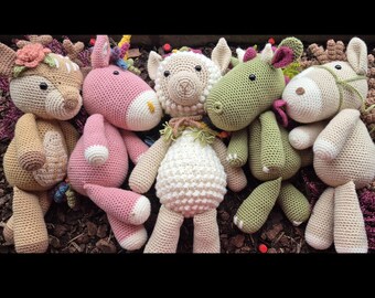 PATTERN ONLY Fantasy Forest and Domestic Animals Deer Dragon Horse Llama Unicorn Crochet Amigurumi Dolls Plushie