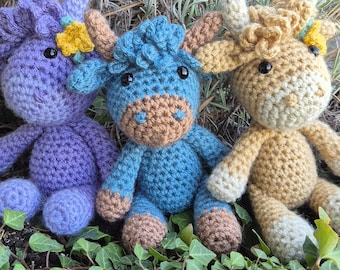 PATTERN ONLY Highland Cow Scotland crochet amigurumi plush doll