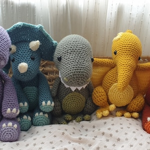 PATTERN ONLY Dinosaur Set Collection Brontosaurus Pterodactyl Stegosaurus Triceratops Tyrannosaurus Rex crochet amigurumi Jurassic