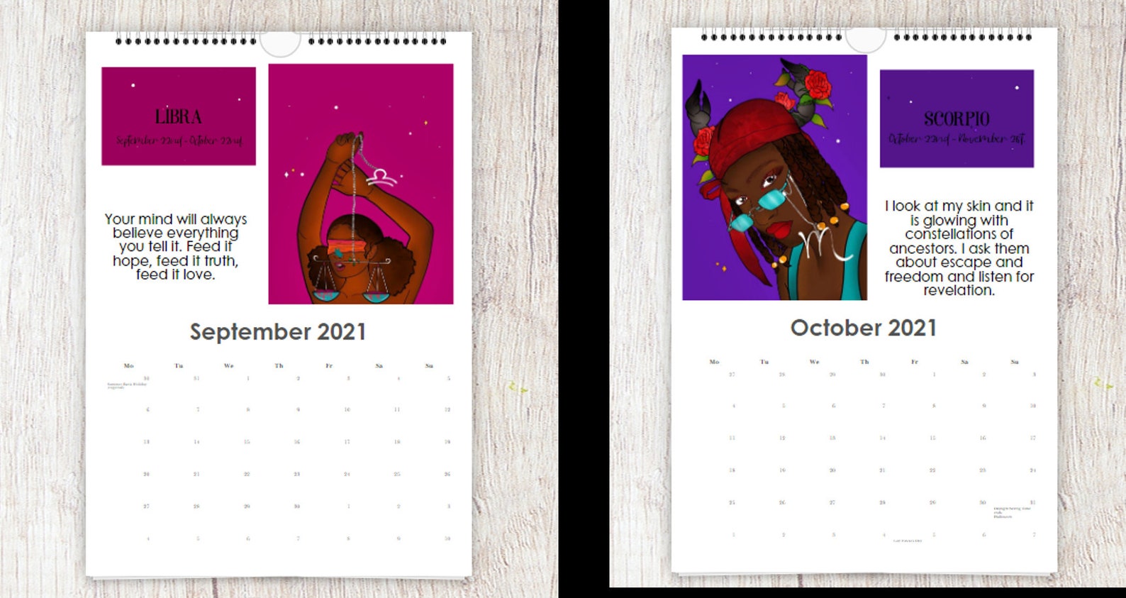 The positive affirmations calendar 2021 calendar black girl | Etsy