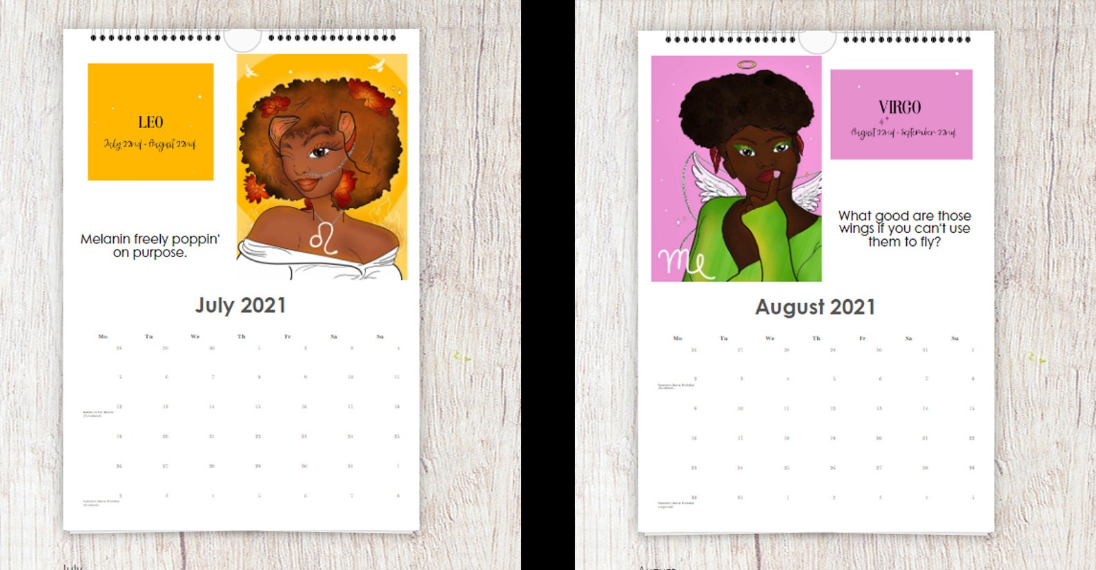 The positive affirmations calendar 2021 calendar black girl | Etsy