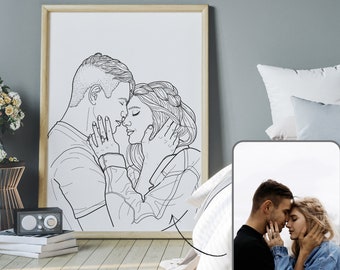 Minimalist drawing personalized  1 year anniversary gifts for boyfriend.