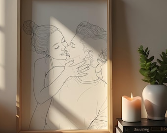 Couples gifts for boyfriend line drawing. Minimalist Christmas gifts.