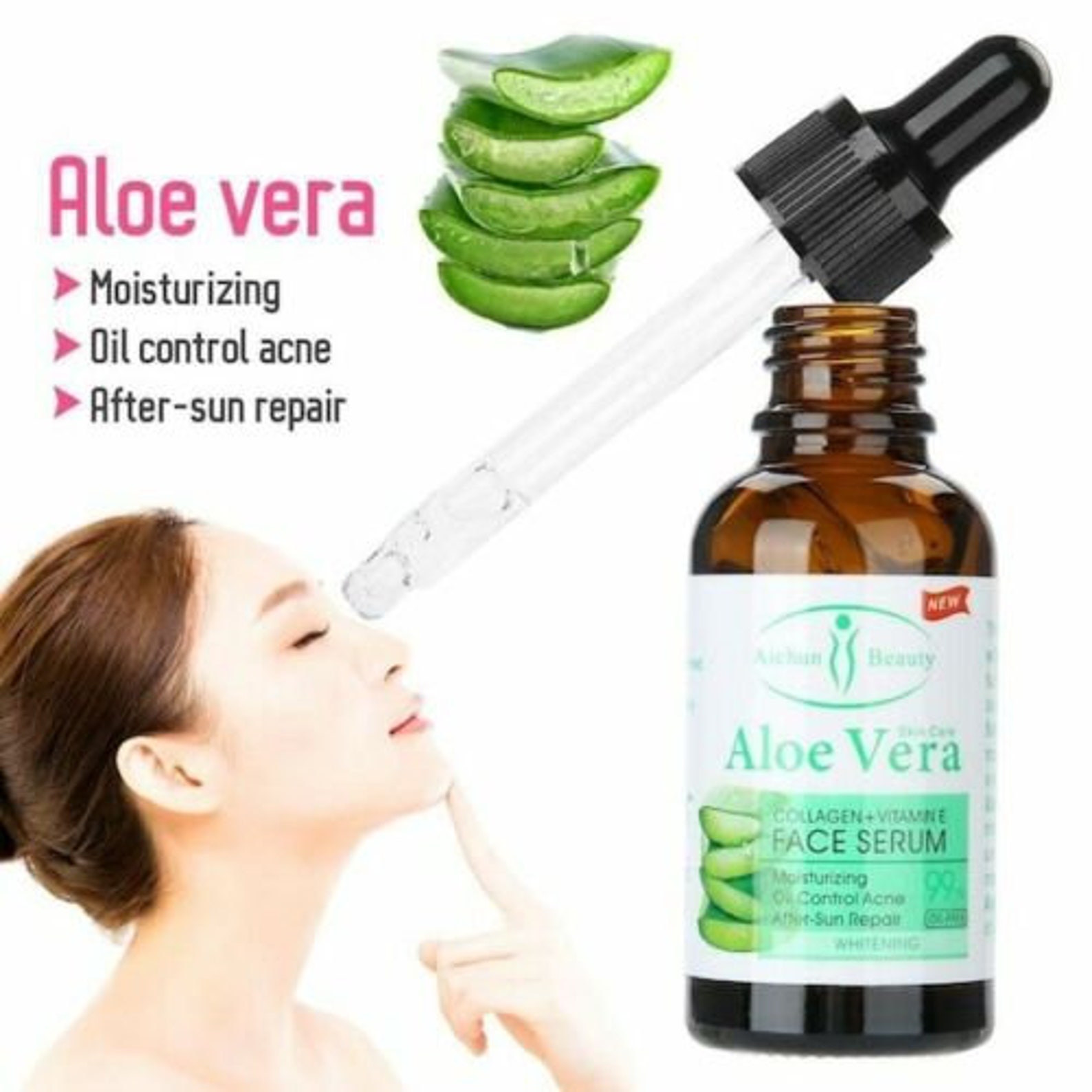Aloe Vera Face Serum Collagen & Vitamin E Whitening Smoothing Etsy