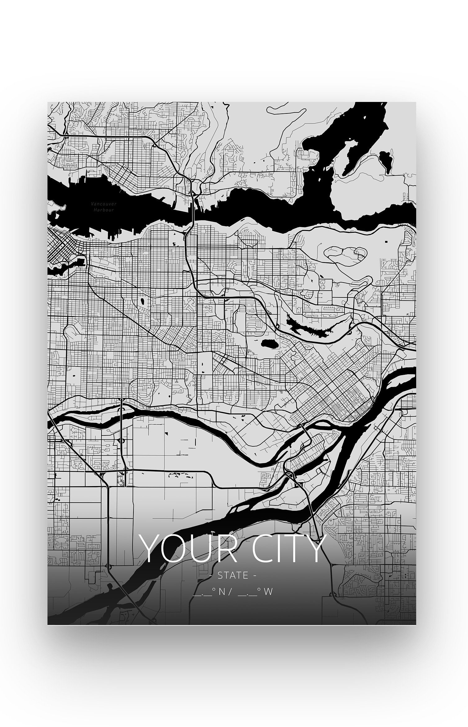 Your custom city map printed poster / Any worldwide city / Etsy