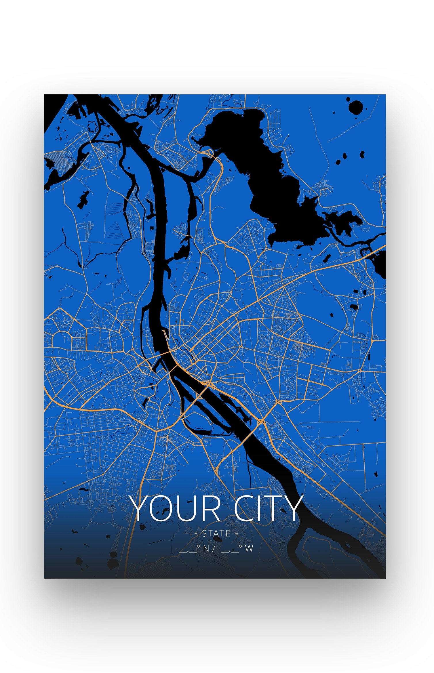 Your custom city map printed poster / Any worldwide city / Etsy