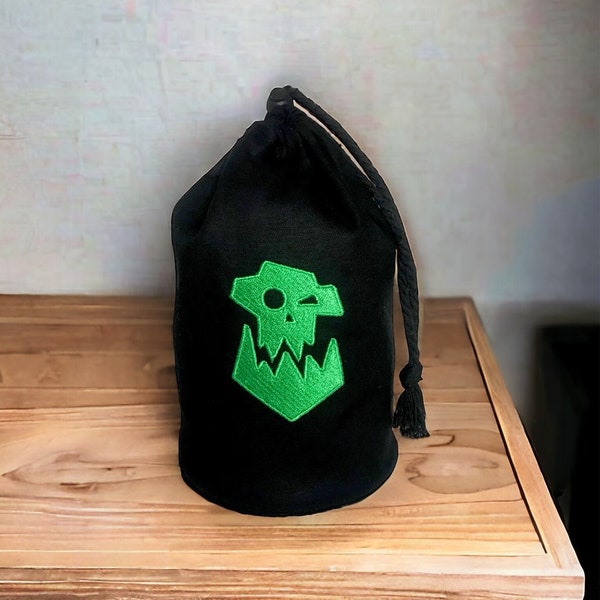 Ork Army Large Standing Black Dice Bag - Embroidered Symbol