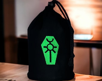 Space Terminator Tomb Army Large Standing Black Dice Bag - Embroidered Symbol